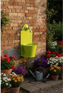 Fontana da Parete Giardino con Rubinetto e Secchio Removibile Dimensioni 23x25xh 50cm - peso 6,7kg con tubo rubinetto, Garantita contro la ruggine Colore Verde acido