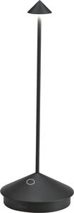Lampada a led da tavolo Pina Pro Nero Opaco ricaricabile e dimmerabile senza fili Zafferano 2200-2700-3000K IP54 Batteria da 12h