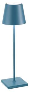 Zafferano Lampada a led da tavolo Poldina Pro Blu Avio ricaricabile e dimmerabile con batteria fino a 12 ore. Da uso esterno IP65