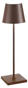 Zafferano Lampada a led da tavolo Poldina Pro Corten ricaricabile e dimmerabile con batteria fino a 12 ore. Da uso esterno IP65