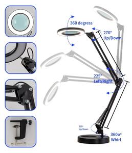 Brilagi - Lampada da tavolo LED dimmerabile con una lente d'ingrandimento LED/12W/5V 3000/4200/6000K nero