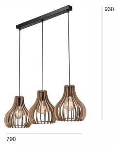 Lampadario a sospensione con filo TUCCI 3xE27/15W/230V quercia/nero