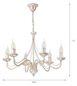 Lampadario a catena ANTON 6xE14/60W/230V bianco patinato