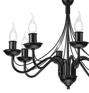 Lampadario a sospensione con catena ANTON 8xE14/60W/230V nero