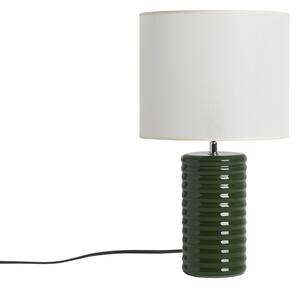 Lampada da tavolo in ceramica smaltata verde scuro e paralume écru H53 cm BERRO