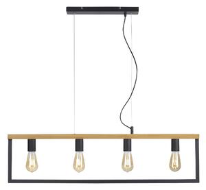 Lampada a sospensione JUST LIGHT LED PILON in mix di materiali con legno nero; adatta per sala da pranzo, soggiorno e cucina