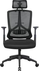 SONGMICS Poltrona direzionale, sedia da ufficio ergonomica con supporto lombare, sedia girevole, poggiatesta e braccioli regolabili, funzione di oscillazione e regolazione in altezza OBN53BK