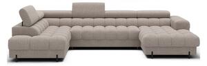 Divano angolare beige allungabile (con penisola a sinistra/a U) con rivestimento in bouclé Feraria – ELTAP