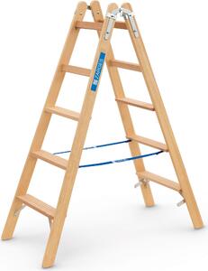 Scala a pioli in legno Zarges Crestastep B, utilizzabile su entrambi i lati, 2x5 gradini