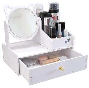 Organizzatore per cosmetici con specchio, ideale per la scrivania