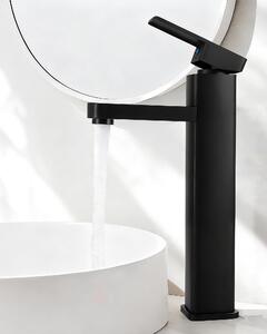 Rubinetto per lavabo alto con finitura nera opaca e bocchetta di 200 mm