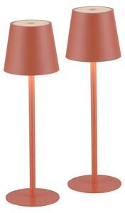 JUST LIGHT Lampada da tavolo a LED con batteria ricaricabile, set da 2, orientamento luce su/giù, USB, dimmerabile con comando touch, rosso salmone, per interni ed esterni, 29251-16AO, 29251-18AO, 29251-26AO, 29251-43AO