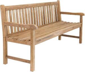 Robusta panchina da giardino Picadelly da 150 cm in teak pregiato con braccioli