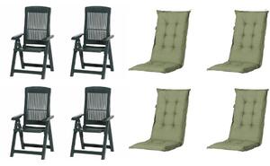Set di 4 sedie pieghevoli Progarden Tampa con cuscini, verde / verde