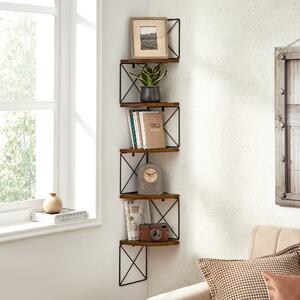 Scaffale angolare VASAGLE, libreria, 5 livelli, scaffale a parete, design a zig zag