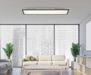 Just Light Lampada da soffitto a LED "Flat" nera, 24 W, cambio colore CCT, telecomando, 100x25 cm, plafoniera per soggiorno, lampada