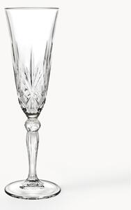 Set di 6 flute da champagne in cristallo con motivo in rilievo Melodia
