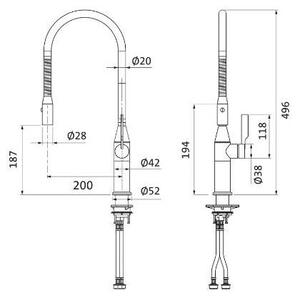 Herzbach, miscelatore monocomando per lavello, con maniglia laterale, design a spirale, acciaio inossidabile