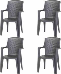 PROGARDEN Eden SET 4x sedie impilabili in plastica antracite M73551