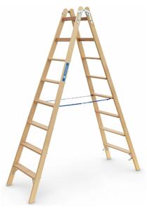 Scala a pioli in legno Zarges Crestastep B, utilizzabile su entrambi i lati, 2x8 gradini