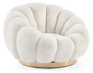 Poltrona color crema girevole con rivestimento in bouclé Florel – Bizzotto