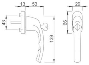 Maniglia della finestra bloccabile 0710S/U26,F8707 NA8504,37