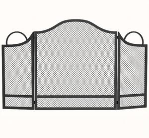 HOMCOM Parascintille Camino Pieghevole a 3 Pannelli, in Metallo Verniciato, Pronto all'Uso, 122x1x74 cm, Nero | Aosom Italy