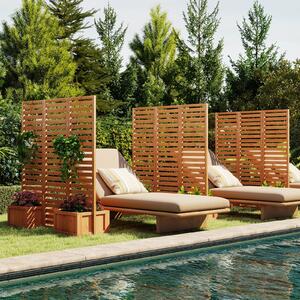 Costway Schermo decorativo privacy 2 fioriere autodrenanti 3 pannelli pieghevoli, Recinzione legno traliccio per giardino cortile terrazza
