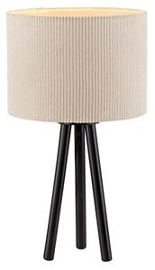 Lampada da tavolo - H 45 cm - Beige - Nero - Velluto a coste - Plastica