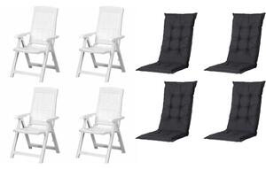 Set di 4 sedie pieghevoli Progarden Tampa con cuscino, bianco / nero