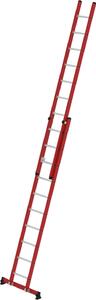 Scala a pioli scorrevole Munk in 2 parti, in vetroresina/alluminio con traversa nivello®, 2x10 pioli