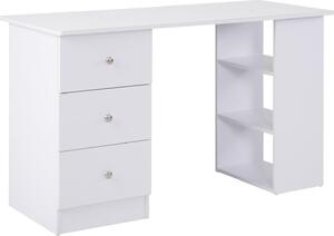 HOMCOM Scrivania multimediale con 3 cassetti e 2 ripiani 120L x 49L x 72H cm bianco