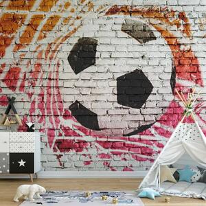 Carta da parati Calcio di strada - muro bianco e porta da calcio con rete