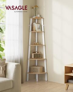 VASAGLE scaffale angolare, libreria, con 5 livelli, h: 159cm, con struttura in acciaio