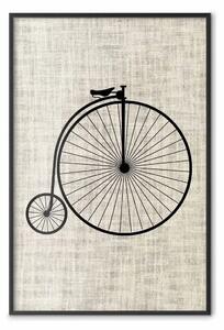 Poster: Bicicletta d'epoca - grande ruota anteriore su tessuto