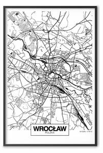 Poster: Mappa città: Breslavia - mappa di Breslavia in bianco e nero