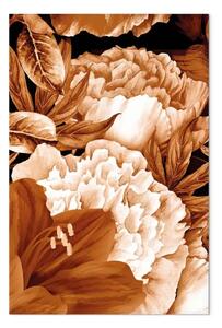 Quadro moderno Bouquet di giglio e peonie in seppia - foto con fiori in colore seppia