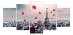 Quadro Pallone Parigi (5 pezzi) largo rosso