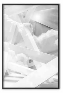 Poster: Costruzione celeste - astrazione bianca di nuvole e figure geometriche