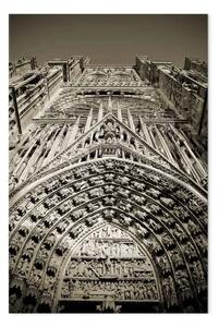 Quadro su tela Cattedrale del portale di Notre Dame - Foto in bianco e nero