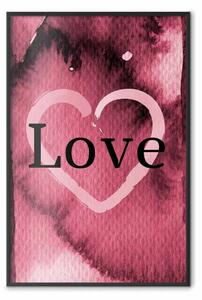 Poster: Amore bordeaux - scritta nera in inglese su texture rossa