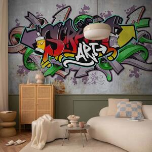 Carta da parati moderna Classico urbano reggae - graffiti street art su muro grigio