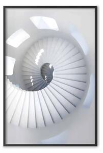 Poster: Via verso il basso - scale bianche in motivo astratto