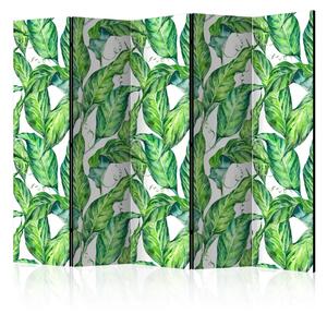 Paravento design Foglie lunghe II - piante tropicali su sfondo bianco