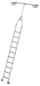 Scala in alluminio per scaffali doppi, girevole, 10 gradini 44510