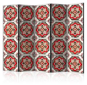 Paravento design Danza delle linee rosse II - modello etnico in stile Zen