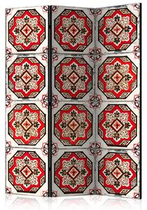 Paravento separè Danza delle linee rosse - modello orientale in stile Zen