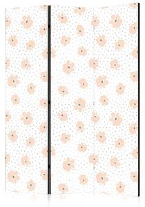Paravento design Fiorellini per bambini - sfondo chiaro con petali rosa