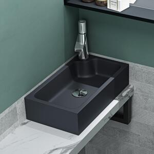 Lavabo con rubinetto, dimensioni 46x26x11 cm, realizzato in resina minerale