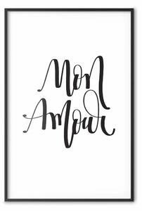 Poster: Mon Amour - scritte in francese nere su sfondo bianco contrastante
